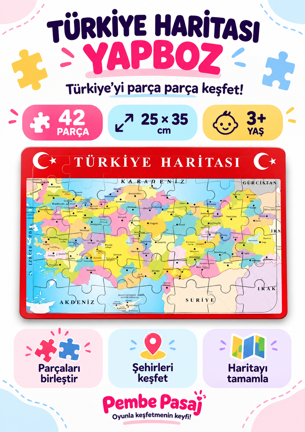 Türkiye Haritası Yapboz +3 Yaş